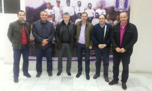 Miembros de la Comisión del Centenario de La Palma y del consejo del Recre, tras la reunión.