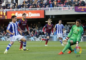 Joselu anduvo certero en la jugada del 0-1. / Foto: www.lfp.es.