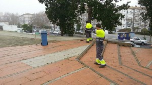 Los operarios trabajan en las barriadas de Huelva.