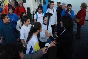 Momento de la llegada de los atletas a Ayamonte.