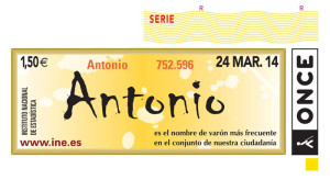 El 24 de marzo el cupón de la Once estará dedicado a todos los Antonio de España.