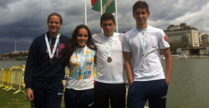 Carmen Martín, Laura Santos, Ángel Abelleira y Alberto Alonso, palistas del CDP Tartessos Huelva.