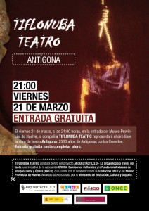 Cartel de la obra de teatro que será representada por Tiflonuba al finalizar la jornada. 