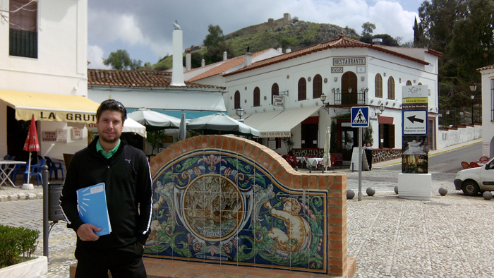 El editor de la publicación austriaca, Markus J. Scheck, durante su visita a la provincia onubense.