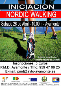 Cartel de la jornada de iniciación al  Nordic Walking en Ayamonte.