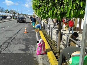 Trabajos en Ayamonte de cara a la Semana Santa. 