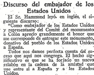 Discurso del Embajador de los Estados Unidos. 