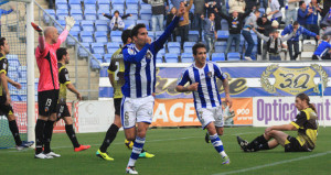 Montoro fue el autor del gol del Recre ante el Sabadell en el Colombino.