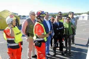 Un momento del simulacro de incendio forestal realizado den Punta Umbría. 