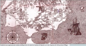 Mapa de las costas del sur de la Península a mediados del siglo XVI. / Foto: http://alongarvi.blogspot.com.es/