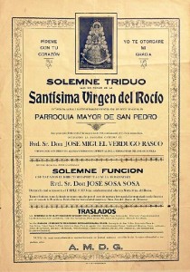 Cartel del Solemne Triduo de la Virgen del Rocío.