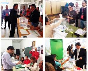 Representantes del PSOE de Huelva ejerciendo su voto. 