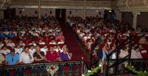 Aspecto del Gran Teatro durante la Gala del Baloncesto onubense.