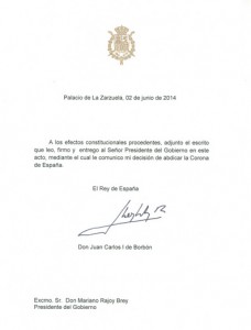 Carta de la abdicación. 