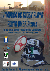 Cartel anunciador del Trofeo de rugby playa en Punta Umbría.