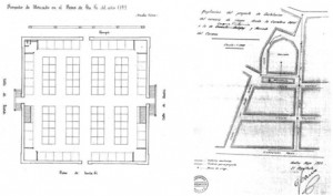 Comparativa entre el Mercado de Santa Fe, 1899 y Mercado del Carmen, 1866  (AHM. Huelva).