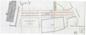 Plano del Proyecto de Urbanización del Paseo Santa Fe,  firmado por Francisco Monis en 1903, AHM Huelva (Leg. 653).