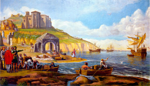 Pintura de Evaristo Domínguez, que recrea el antiguo Puerto de Palos. 