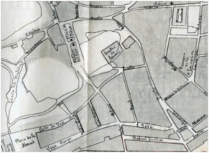 La situación de partida puede verse en el plano de Huelva de 1881, en el que se observan tanto los restos del Cabezo del Molino de Viento, donde se ubicaba el llamado Teatro de Verano (después Teatro Colón), como el Palacio de los Duques de Medina Sidonia en la Plaza de las Monjas. 