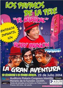 Cartel musical 'Los payasos de la Tele, la gran aventura'.