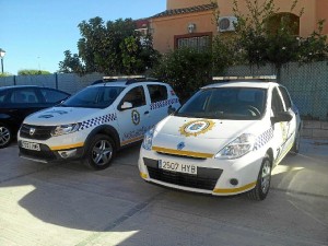 Los coches de la dotación de la Policía Local de Aljaraque. 