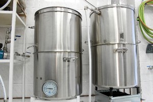 Ollas para la elaboración de la cerveza.