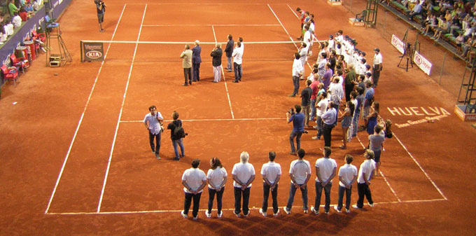 Momento del homenaje a Pepe García Requena, en la previa a la final de la Copa del Rey de Tenis. / Foto: P. C.