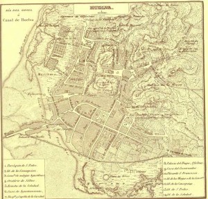 Plano de Huelva de Coello de 1870. / Foto: Emilio Romero.