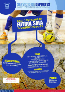 Cartel anunciador del torneo de fútbol sala que se desarrollará durante el invierno en Cartaya.