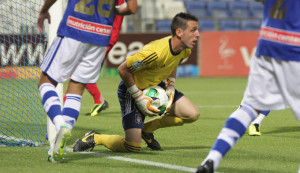 El meta Rubén Gálvez será la gran novedad del Recre en Tenerife. / Foto: Josele Ruiz.