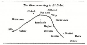 Mapa del río de Senegal realizado por Al-Bakri. 