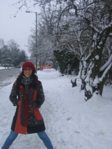 En la nieve, en Londres.