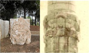 Las tres cabezas de indígenas constituyen el último vestigio original del monumento edificado a finales del siglo XIX