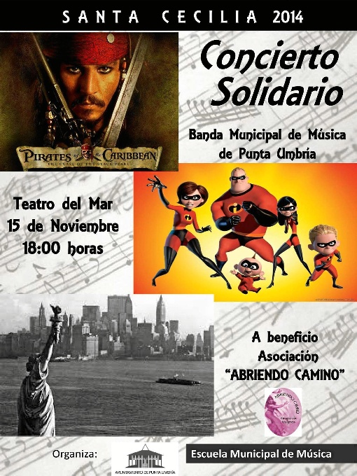 Cartel de las actividades de Santa Cecilia en Punta Umbría.