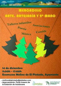 Cartel anunciador para el mercadillo de arte, artesanía y segunda mano. 