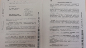 Acta de la Junta de Gobierno sobre la reforma del centro de salud.