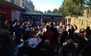 Un momento de la barbacoa de los integrantes del Fundación Cajasol Sporting.