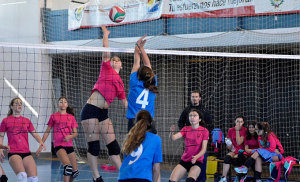 El aficionado ayamontino pudo disfrutar de una buena jornada de voleibol. / Foto: J. L. Rúa.