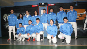 Componentes del Club de Esgrima Huelva en el torneo celebrado en la capital onubense.