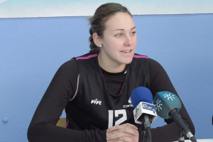 Patricia Soler, en la rueda de prensa previa al partido del sábado en Madrid.