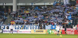 El público acudió al llamamiento del equipo y el Colombino registró la mejor entrada de la temporada. / Foto: Josele Ruiz.