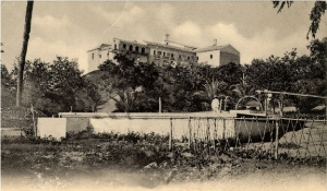 Perspectiva del Monasterio de La Rábida publicada por Photoglob Zurich en 1901, tras las restauraciones de 1892