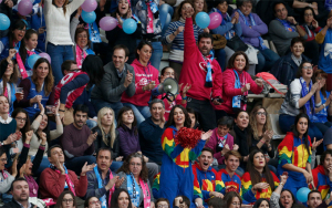 La afición onubense pudo disfrutar con el histórico triunfo de su equipo. / Foto: www.feb.es.