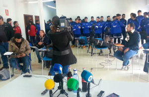 El plantel del Recre quiso estar presente en la despedida de Oltra.