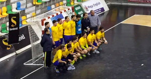 Formación del Pedro Alonso en el mítico Quijote Arena de Ciudad Real. / Foto: @bmalarcoscr.