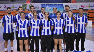 Formación del equipo onubense en el partido ante el CB Pitius.