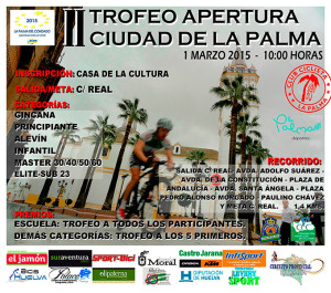 Cartel anunciador del II Trofeo Apertura Ciudad de la Palma de ciclismo. 