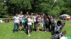 Picnic en verano con compañeros de trabajo en ‘Park Mt Royal’, un monte alrededor del cual está construida la ciudad de Montreal.