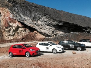 Los opel corsa 2015 con el espectacular fondo de Minas de Riotinto