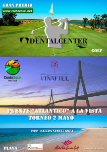 Cartel anunciador del torneo de golf en Costa Esuri.